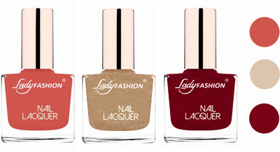 

Lady Fashion Extra Shine Extra Long Stay Chip Resistant Nail Polish (set of 3) Nude,Beach Nude,Pink(Pack of 3)