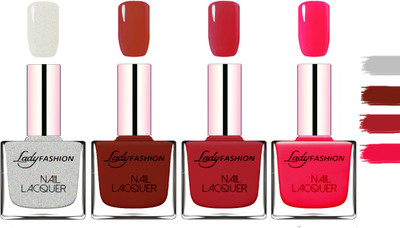 

Lady fashion Extra Shine Extra Long Stay Chip Resistant Nail Polish Grey,Coffe,Dark Red,Sweet Red(Pack of 4)