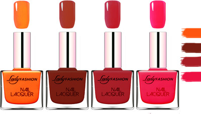 

Lady fashion Extra Shine Extra Long Stay Chip Resistant Nail Polish Juicy Orange,Coffee,Dark Red,Sweet Red(Pack of 4)