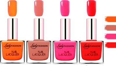 

Lady fashion Extra Shine Extra Long Stay Chip Resistant Nail Polish Juicy Orange,Nude,Pink,Bright Red(Pack of 4)