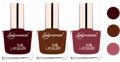 

Lady Fashion Extra Shine Extra Long Stay Chip Resistant Nail Polish (set of 3) Maroon,Copper,Mauve(Pack of 3)