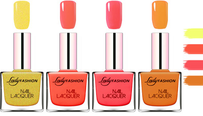 

Lady Fashion Extra Shine Extra Long Stay Chip Resistant Nail Polish Golden,Light Orange,Baby Pink,Nude(Pack of 4)