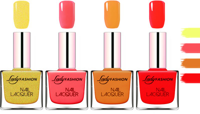

Lady Fashion Extra Shine Extra Long Stay Chip Resistant Nail Polish Golden,Baby Pink,Nude,Juice Red(Pack of 4)