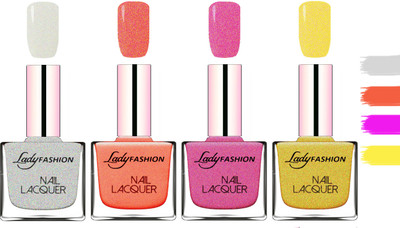 

Lady fashion Extra Shine Extra Long Stay Chip Resistant Nail Polish Grey,Orange Silk,Abricoat Rose,Golden(Pack of 4)