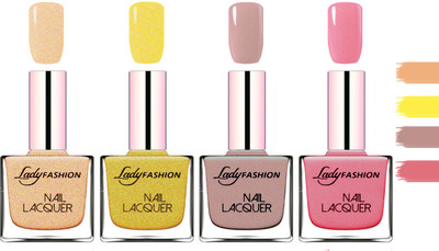 

Lady Fashion Extra Shine Extra Long Stay Chip Resistant Nail Polish Beach Nude,Golden,Silky Purple,Silky Pink(Pack of 4)
