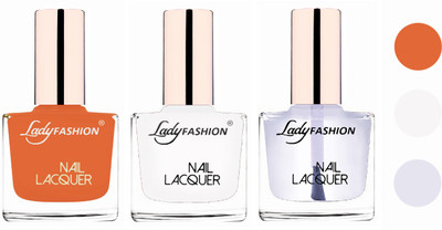 

Lady Fashion Extra Shine Extra Long Stay Chip Resistant Nail Polish (set of 3) Nude,White,Transparent(Pack of 3)