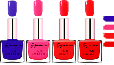

Lady fashion Extra Shine Extra Long Stay Chip Resistant Nail Polish Blue,Pink,Bright Red,Bright Red(Pack of 4)