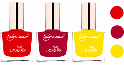 

Lady Fashion Extra Shine Extra Long Stay Chip Resistant Nail Polish (Set Of 3) Bright Red,Pink,Yellow(Pack of 3)