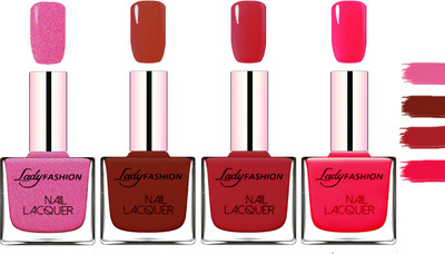 

Lady Fashion Extra Shine Extra Long Stay Chip Resistant Nail Polish Abricoat Rose,Coffee,Dark Red,Sweet Red(Pack of 4)