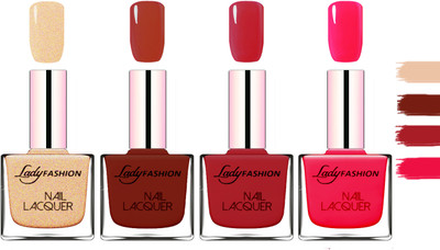 

Lady Fashion Extra Shine Extra Long Stay Chip Resistant Nail Polish Beach Nude,Coffe,Dark Red,Sweet Red(Pack of 4)