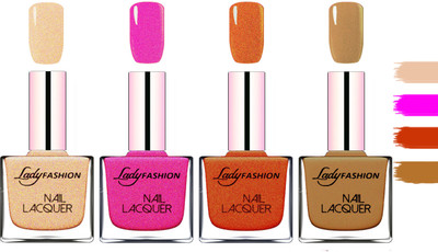 

Lady Fashion Extra Shine Extra Long Stay Chip Resistant Nail Polish Beach Nude,Mettalic Pink,Copper,Mettalic Brown(Pack of 4)