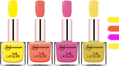 

Lady fashion Extra Shine Extra Long Stay Chip Resistant Nail Polish Yellow,Orange Silk,Abricoat Rose,Golden(Pack of 4)