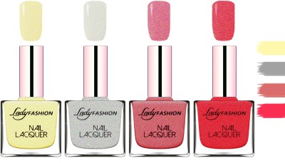 

Lady Fashion Extra Shine Extra Long Stay Chip Resistant Nail Polish Mettalic Gold,Grey,Mauve,Pink(Pack of 4)