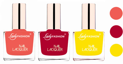 

Lady Fashion Extra Shine Extra Long Stay Chip Resistant Nail Polish (set of 3) Light Orange,Pink,Yellow(Pack of 3)