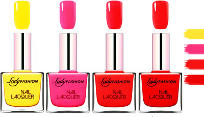 

Lady fashion Extra Shine Extra Long Stay Chip Resistant Nail Polish Yellow,Pink,Bright Red,Bright Red(Pack of 4)