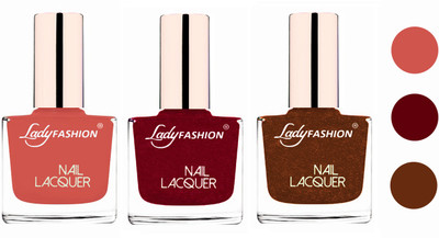 

Lady Fashion Extra Shine Extra Long Stay Chip Resistant Nail Polish (set of 3) Nude,Pink,Copper(Pack of 3)