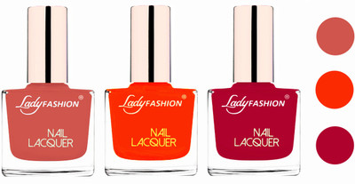 

Lady Fashion Extra Shine Extra Long Stay Chip Resistant Nail Polish (set of 3) Nude,Juicy orange,Pink(Pack of 3)