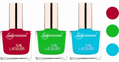

Lady Fashion Extra Shine Extra Long Stay Chip Resistant Nail Polish (set of 3) Pink,Light Green,Sky Blue(Pack of 3)