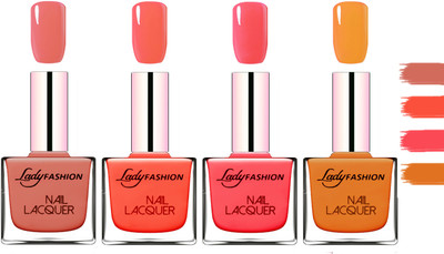 

Lady Fashion Extra Shine Extra Long Stay Chip Resistant Nail Polish Nude,Mettalic Brown,Light Orange,Baby Pink(Pack of 4)