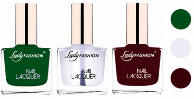 

Lady Fashion Extra Shine Extra Long Stay Chip Resistant Nail Polish (Set Of 3) Dark Green,Transparent,Maroon(Pack of 3)