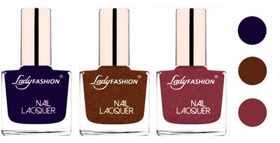 

Lady Fashion Extra Shine Extra Long Stay Chip Resistant Nail Polish (Set Of 3) Blue,Copper,Mauve(Pack of 3)