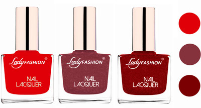 

Lady Fashion Extra Shine Extra Long Stay Chip Resistant Nail Polish (Set Of 3) Bright Red,Mauve,Red(Pack of 3)