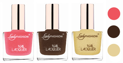

Lady Fashion Extra Shine Extra Long Stay Chip Resistant Nail Polish (Set Of 3) Silky Pink,Mettalic Brown,Mettalic Gold(Pack of 3)