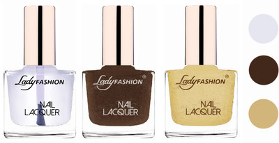 

Lady Fashion Extra Shine Extra Long Stay Chip Resistant Nail Polish (Set Of 3) Transparent,Mettalic Brown,Mettalic Gold(Pack of 3)