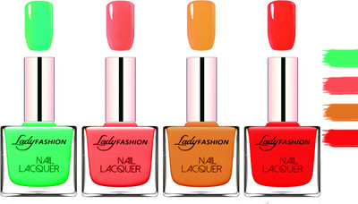 

Lady fashion Extra Shine Extra Long Stay Chip Resistant Nail Polish Light Green,Light Orange,Baby Pink,Nude(Pack of 4)