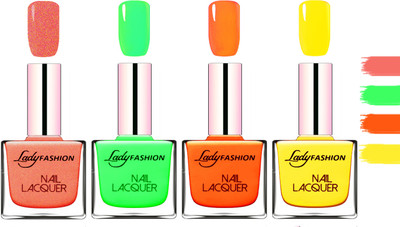 

Lady Fashion Extra Shine Extra Long Stay Chip Resistant Nail Polish OrangeSilk,Light Green,Juice Orange,Yellow(Pack of 4)