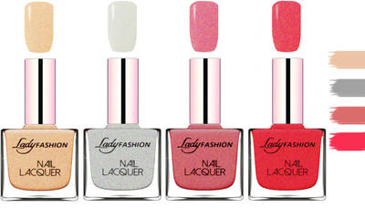 

Lady Fashion Extra Shine Extra Long Stay Chip Resistant Nail Polish Beach Nude,Grey,Mauve,Pink(Pack of 4)