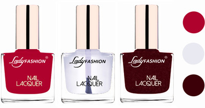 

Lady Fashion Extra Shine Extra Long Stay Chip Resistant Nail Polish (set of 3) Pink,Transparent,Maroon(Pack of 3)