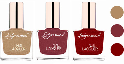 

Lady Fashion Extra Shine Extra Long Stay Chip Resistant Nail Polish (Set Of 3) Beach Nude,Mauve,Red(Pack of 3)