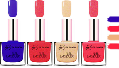 

Lady fashion Extra Shine Extra Long Stay Chip Resistant Nail Polish Multicolor(Pack of 4)