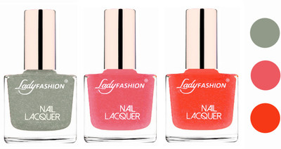 

Lady Fashion Extra Shine Extra Long Stay Chip Resistant Nail Polish (Set Of 3) Grey,Silky Pink,Orange Silk(Pack of 3)