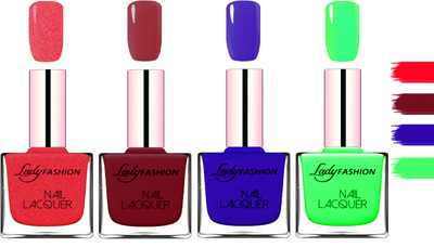 

Lady Fashion Extra Shine Extra Long Stay Chip Resistant Nail Polish Pink,Voilet,Blue,Light Green(Pack of 4)