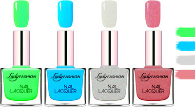

Lady fashion Extra Shine Extra Long Stay Chip Resistant Nail Polish Light Green,Sky Blue,Grey,Mauve(Pack of 4)