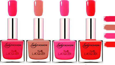 

Lady Fashion Extra Shine Extra Long Stay Chip Resistant Nail Polish Sweet Red,Nude,Pink,Bright Red(Pack of 4)