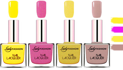 

Lady fashion Extra Shine Extra Long Stay Chip Resistant Nail Polish Yellow,Abricoat Rose,Golden,Silky Purple(Pack of 4)