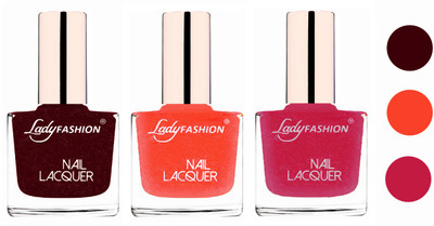 

Lady Fashion Extra Shine Extra Long Stay Chip Resistant Nail Polish (set of 3) Maroon,Orange Silk,Abricoat Rose(Pack of 3)