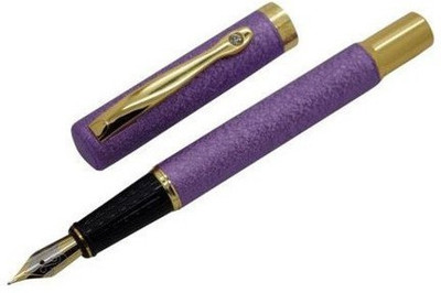 

SMKT Dikawen Fountain Pen K9, Designer Collection Sand Metal Finish Fountain PenGolden Clip GLITER PURPLE pieces pattern Medium nib PURPLE MATT FINISH, with Ink Refill Converter , Luxury Design Pen Gift Set SMKT || One Key RIng One Cleaning Cloth Fountain