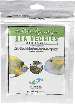 

Two little Fishes Two Little Fishies Julian Sprung'S SeaveggiesÂ® Green Seaweed (Porphyra Yezoensis)_12gm Sea Food 12 g Dry Fish Food