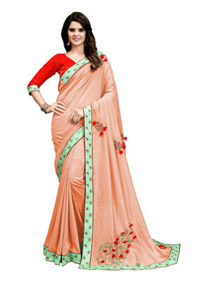 HOLARA SAREE Embroidered Bollywood Georgette Saree(Orange) Flipkart