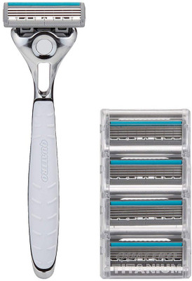 

Schick Quattro Titanium Shaving Starter Gift Set for Men with 1 - Quattro Titanium Razor for Men and 4 - Quattro Titanium Razor Blade Refills for Men