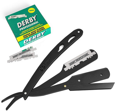 

Equinox International Barber Straight Edge Razor with Black Razor with 100 Blades