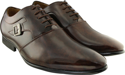 

NMD Comfortable Patent Leather LaceUp Formal Shoes Lace Up For Men(Brown