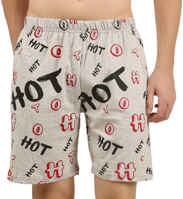 HOTFITS Printed Men Grey Basic Shorts