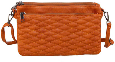 

peaubella Women Casual Orange Synthetic Leather Sling Bag