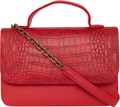 

TARUSA Women Casual Red Genuine Leather Sling Bag