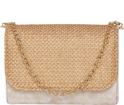 

TARUSA Women Casual Gold Genuine Leather Sling Bag